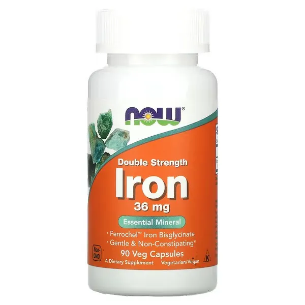 [733739014443] Now Foods Double Strength Iron 36mg – 90 Veg Capsules