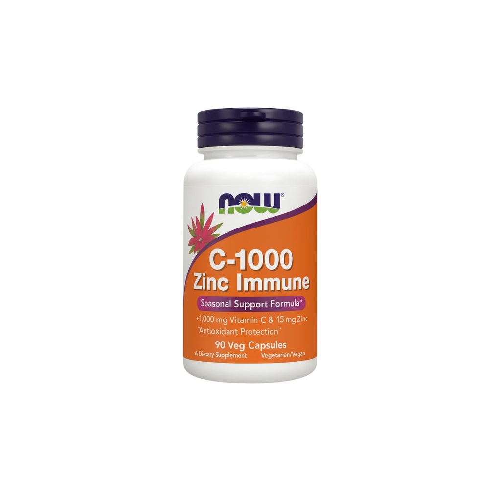 [733739006943] NOW C-1000 Zinc Immune 90 Veg Capsules