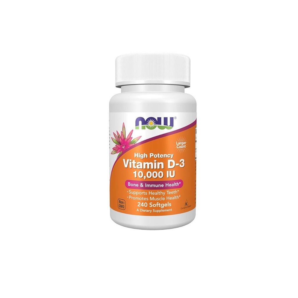 [733739003850] NOW Vitamin D-3 10,000 IU - 240 Softgels