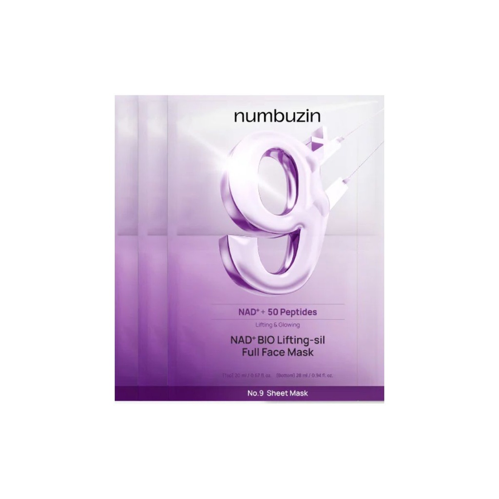 [8809652587653] Numbuzin No. 9 NAD+ BIO Lifting‑Sil Full Face Mask – 4 Sheets + Lifting Band