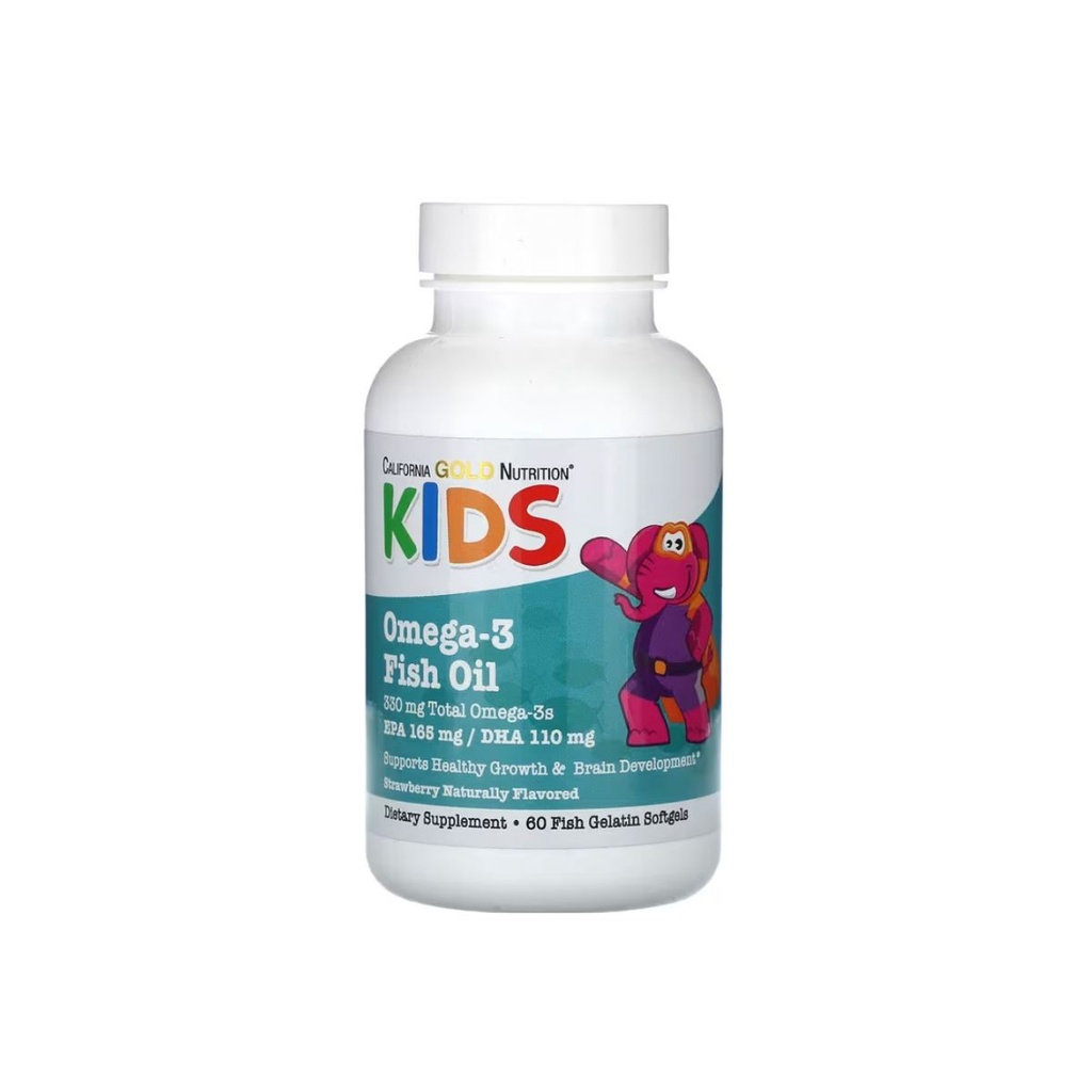 [898220022700] California Gold Nutrition, Kids Omega-3 Fish Oil, Natural Strawberry, 60 Fish Gelatin Softgels