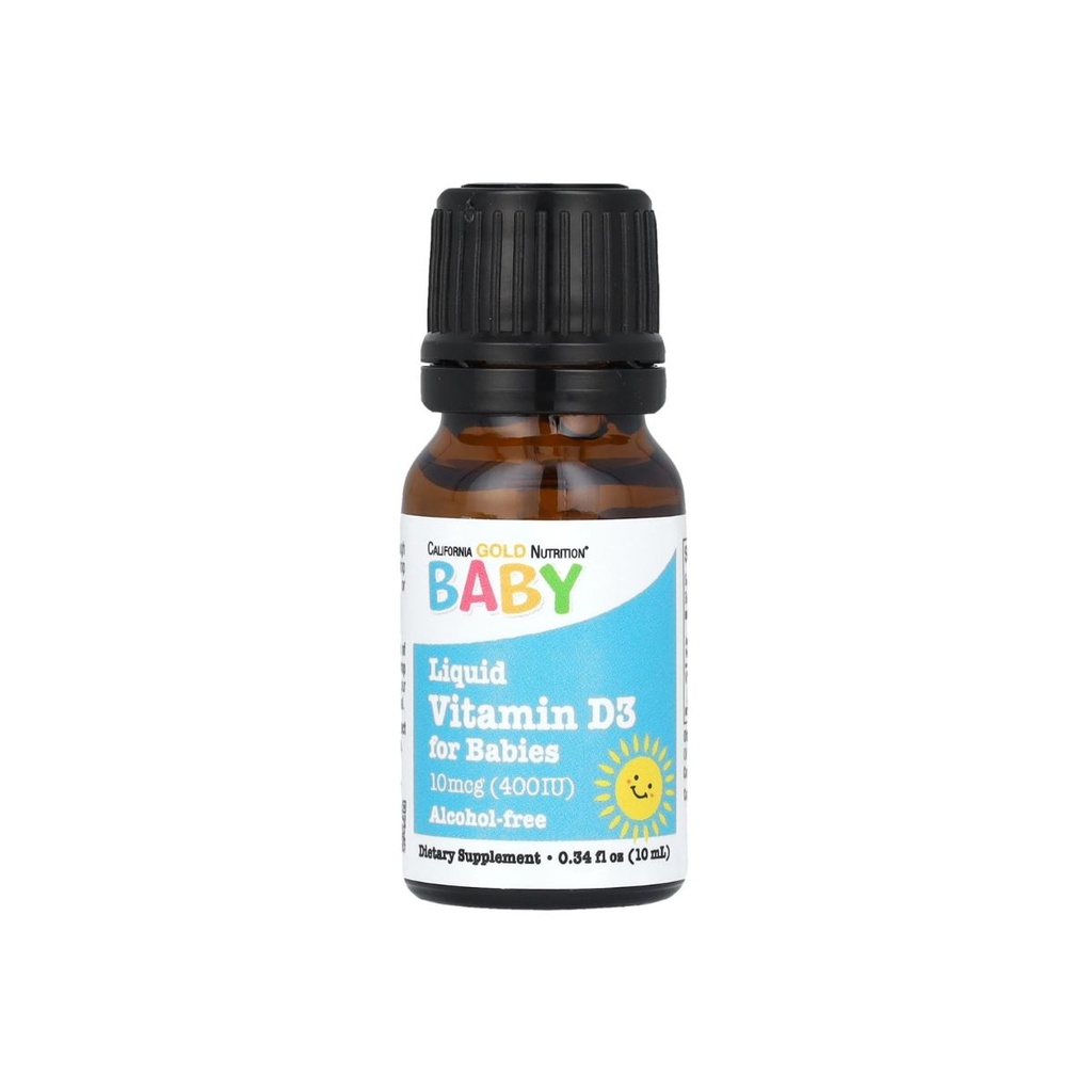 [898220010349] California Gold Nutrition Baby Liquid Vitamin D3 – 10 mcg (400 IU), 10 ml