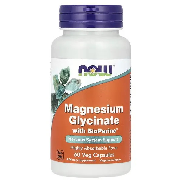 [733739012845] NOW Magnesium Glycinate with BioPerine 60 Veg Capsules
