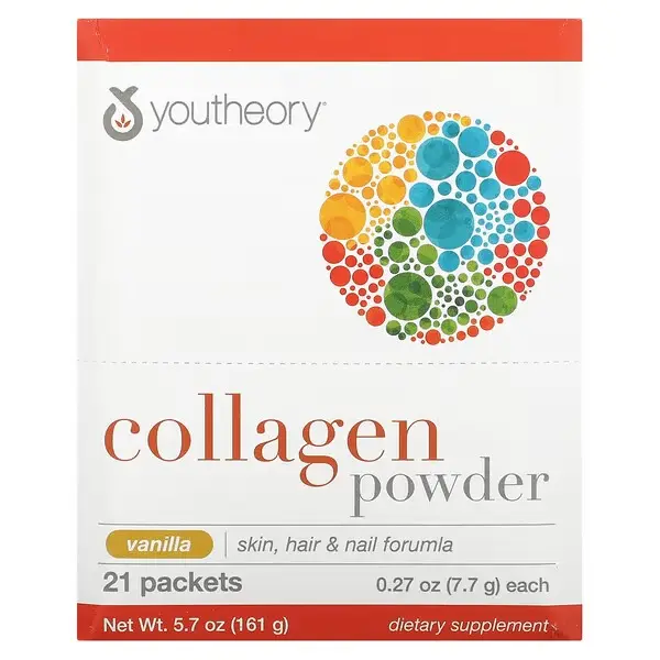 [850502007058] Youtheory Collagen Powder Vanilla 21 Packets (161g)