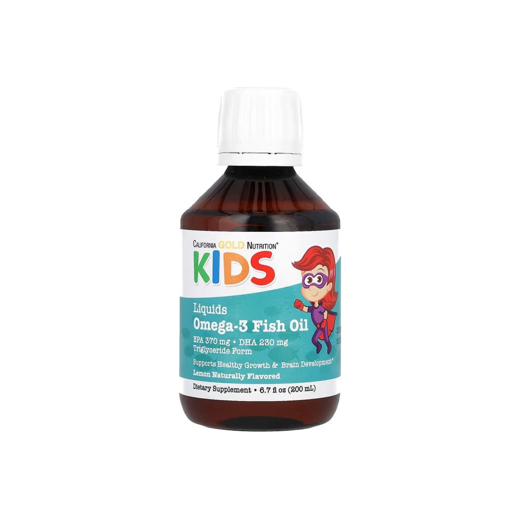 California Gold Nutrition Kids Liquid Omega‑3 Fish Oil – 200 ml