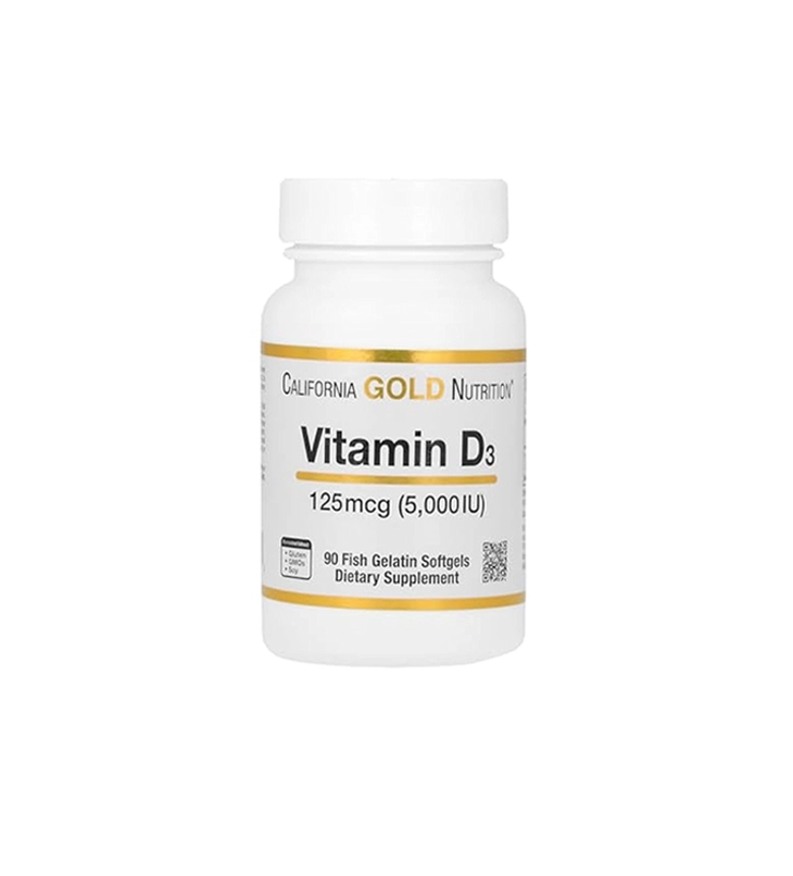 California Gold Nutrition Vitamin D3 125 mcg (5,000 IU) – 90 Fish Gelatin Softgels
