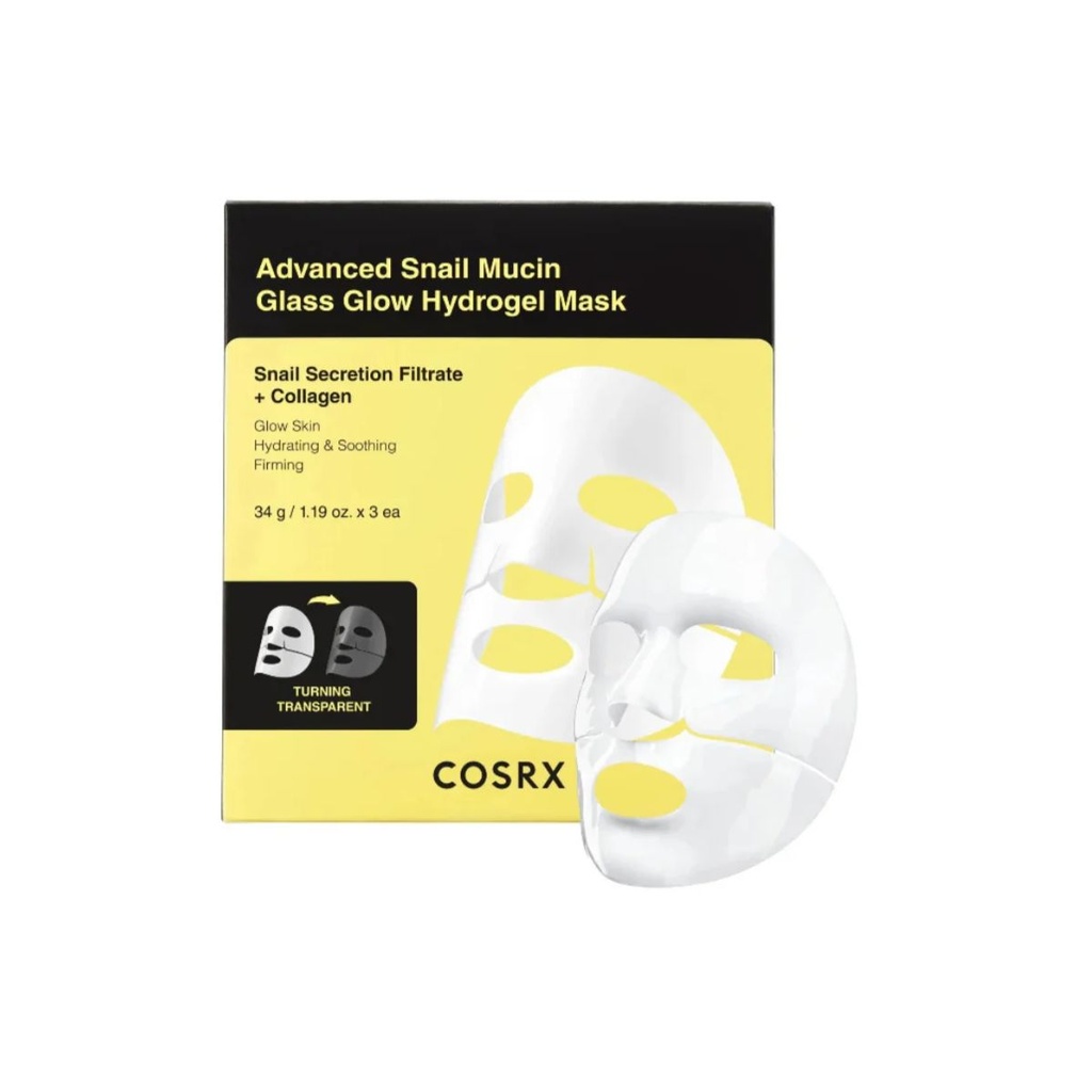 [8809598457058] COSRX Advanced Snail Mucin Glass Glow Hydrogel Mask – 3 × 34 g Sheets