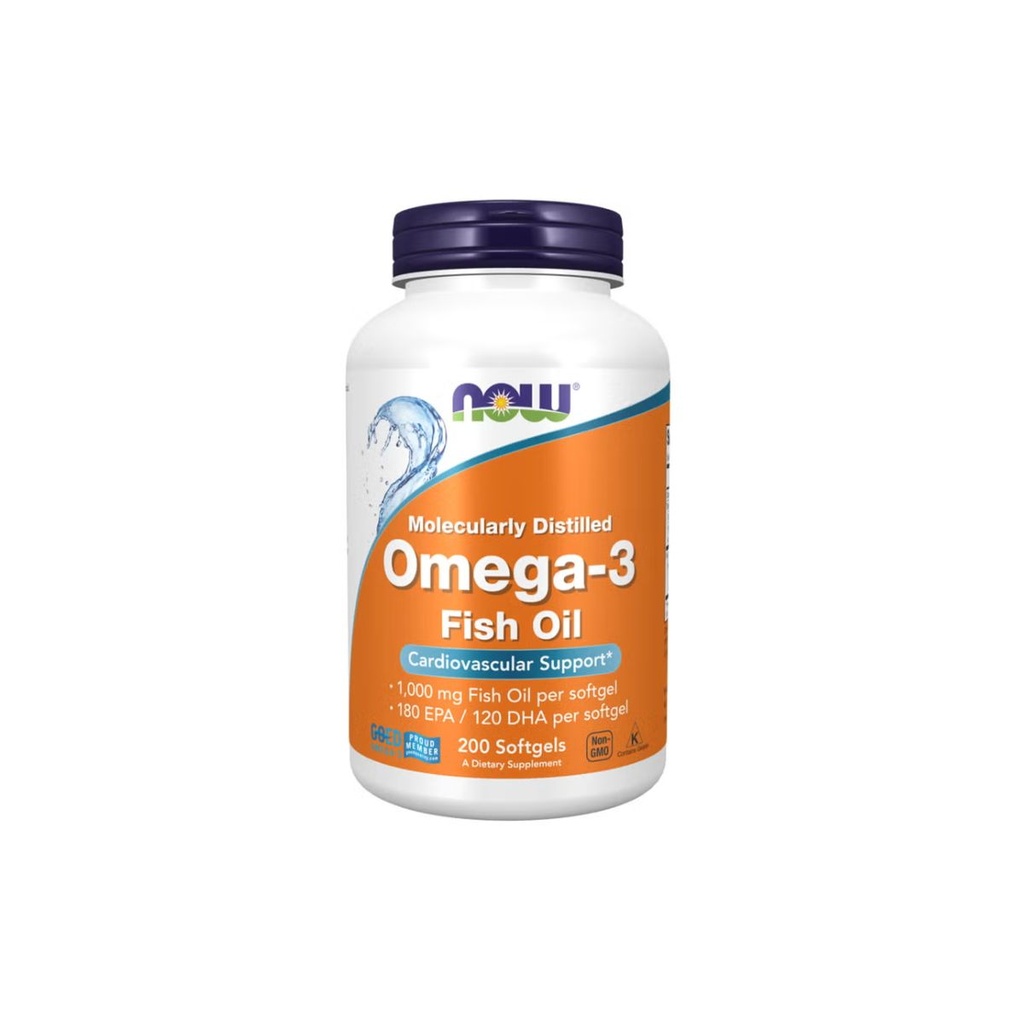 [733739016522] NOW Foods Omega-3 Fish Oil, Molecularly Distilled 200 Softgels