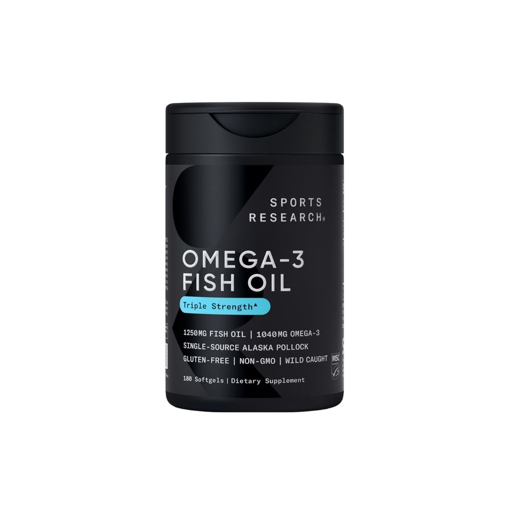 [023249091134] Sports Research Omega-3 Fish Oil Triple Strength 60 Softgels
