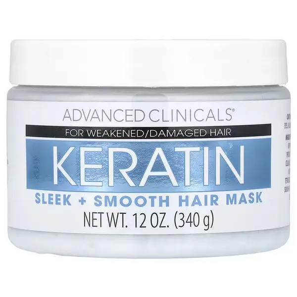 [810400033146] Advanced Clinicals, Keratin, Sleek + Smooth Hair Mask (340 g)