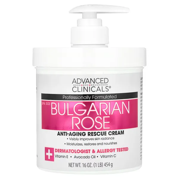 [810400030367] Advanced Clinicals Anti-Aging Rescue Cream Bulgarian Rose (454 g)