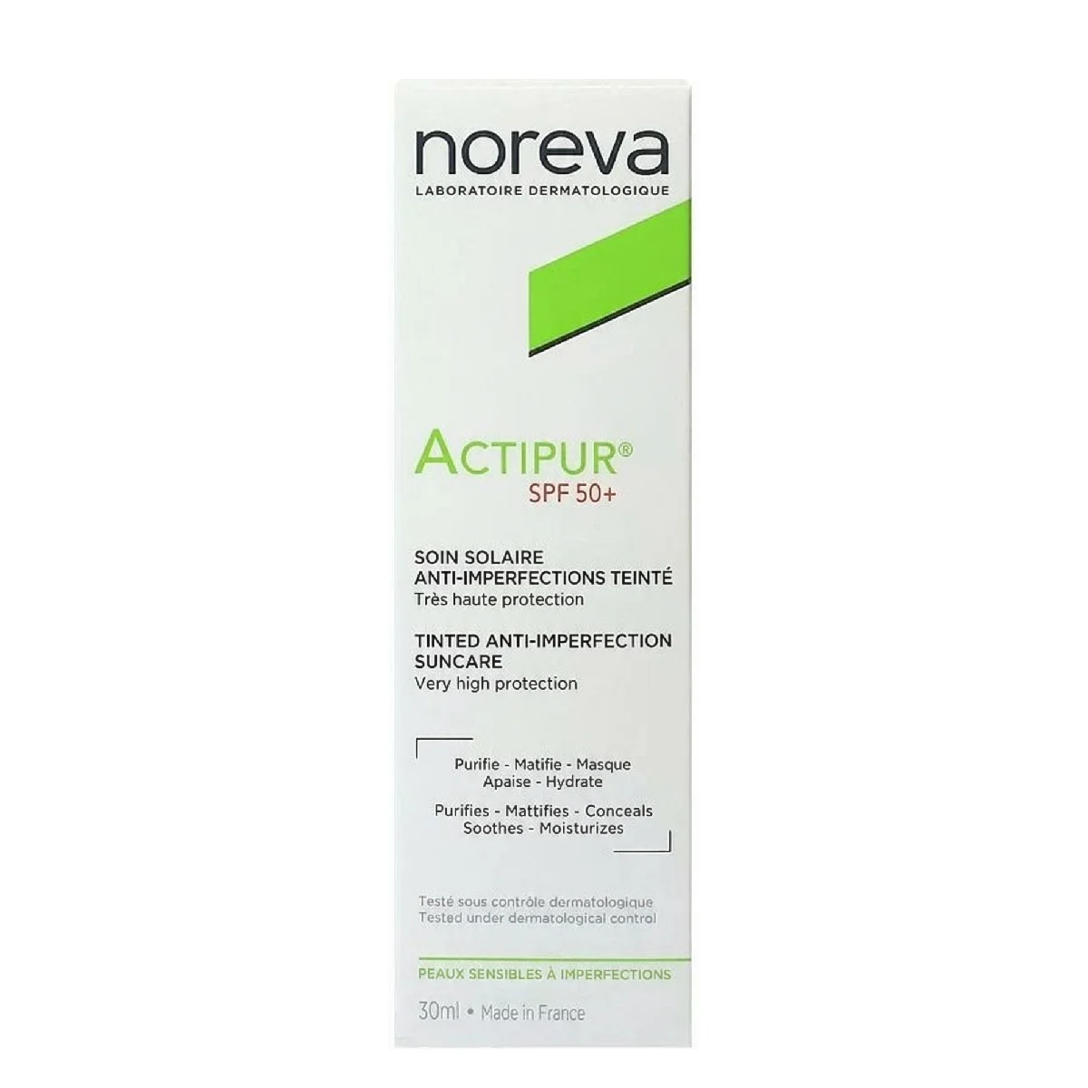 Noreva Actipur SPF 50+ Anti-Imperfection Tinted Sunscreen 30ml
