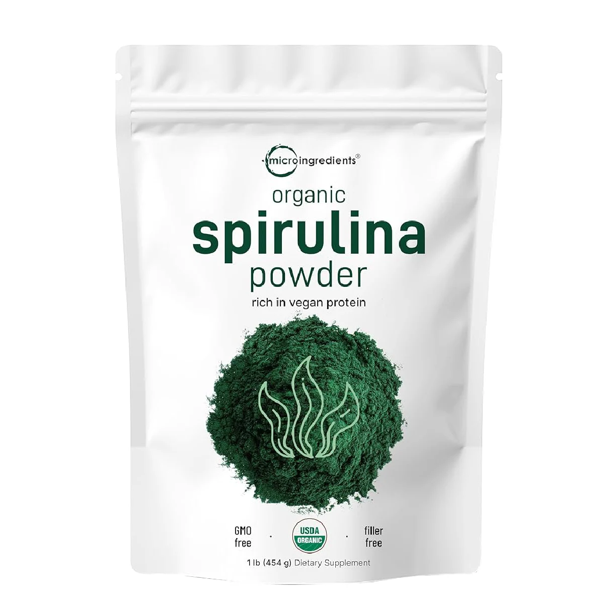 Micro Ingredients Organic Spirulina Powder 454g – Plant-Based Vegan Protein Superfood