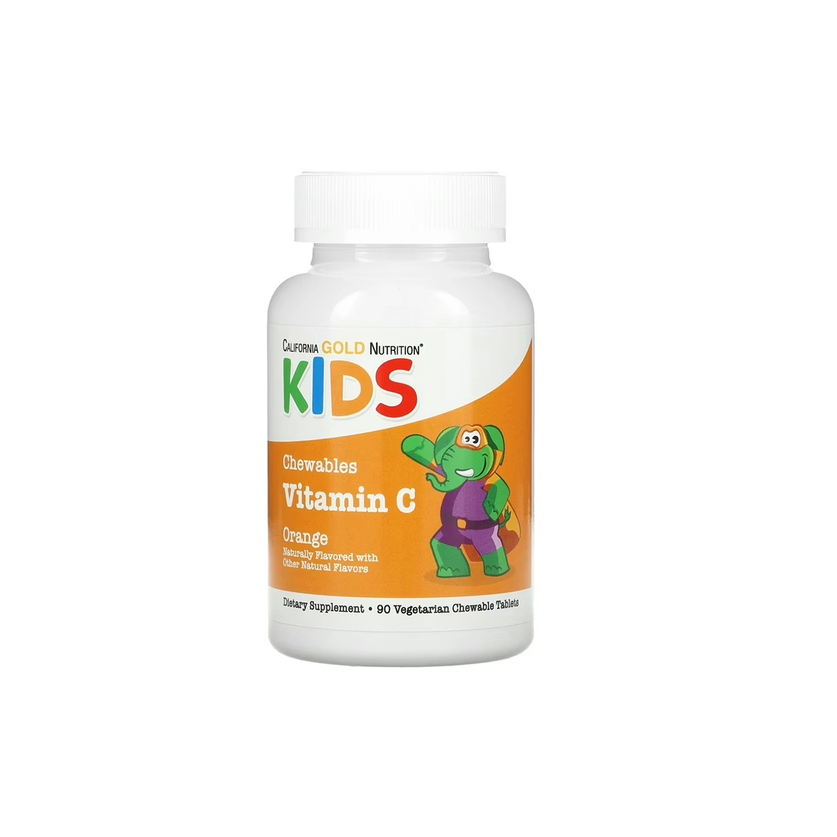 California Gold Nutrition Kids Chewable Vitamin C – Orange Flavor – 90 Vegetarian Tablets