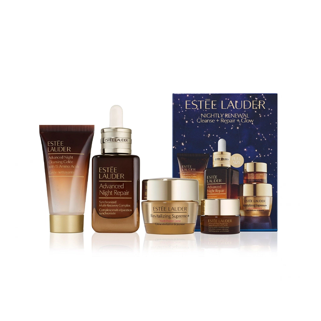 ESTÉE LAUDER Nightly Renewal Skincare Set Cleanse + Repair + Glow